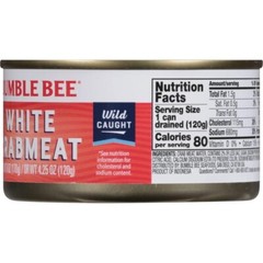 Bumble Bee White Flake Crabmeat in Water, 6 oz Can (Pack of 1) – Wild Caught, 16