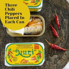 NURI Portuguese Sardines in Extra Spicy Olive Oil 4.4 oz can Sardines Extra S…