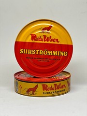 Swedish Surstromming herring traditional to Swedish cuisine, Red Wolf,Röda Ulven