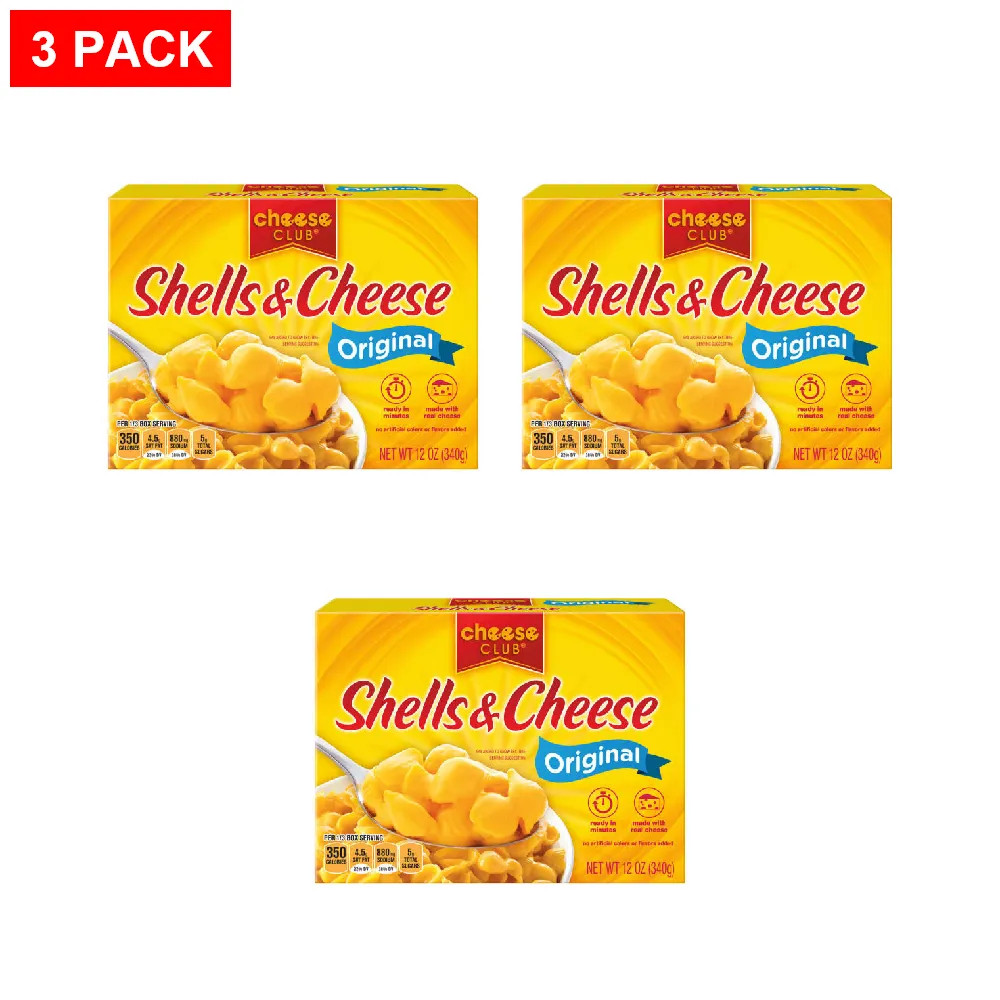 Cheese Club Shells and Cheese, 12 oz – Pack of 3
