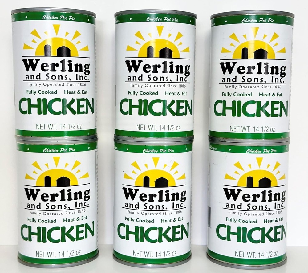 6 Cans – Werling & Sons Canned Chicken Fully Cooked Ready to Eat 14.5 Oz Food