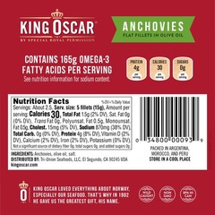 King Oscar Anchovies Fillets in Olive Oil, 2 Ounce Cans Pack of 18, Wild Caug…