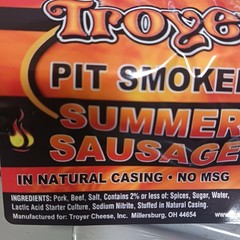 Troyer Pit Smoked Summer Sausage, Amish Country Sausage, 16 Oz
