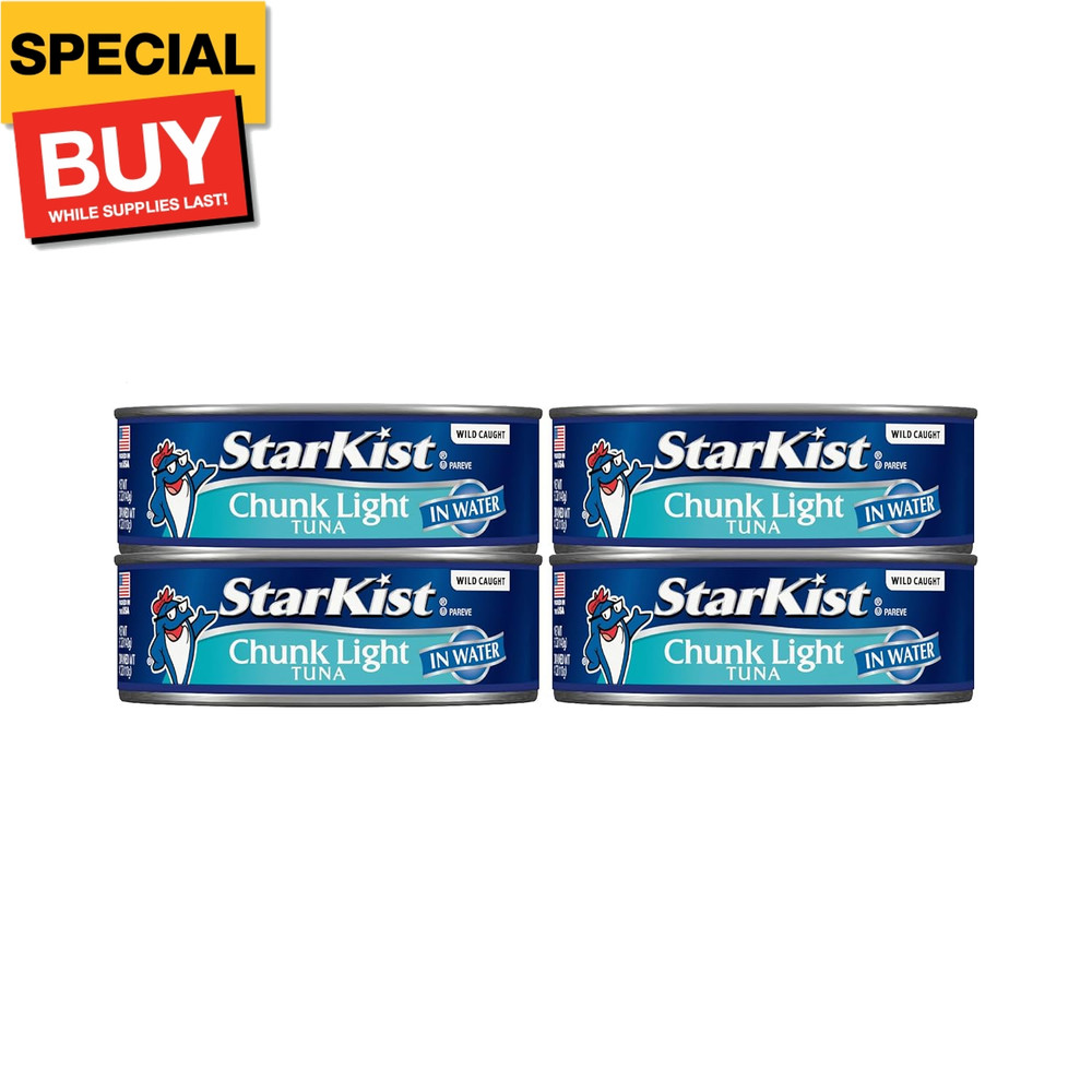 Chunk Light Tuna in Water, 5 oz (4 Pack) Canned Tuna Fish, Wild Caught, Gluten F