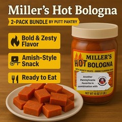 Miller’s Hot Bologna – 2-Pack Bundle by Putt Pantry – Zesty Pickled Bologna…