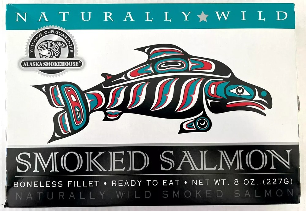 5ea 8oz gift boxed Smoked Salmon Wild Alaskan hand-filleted ready to eat 2.5lbs