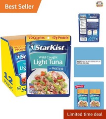 Kosher Wild Caught Tuna Pouches, 2.6 oz (12 Pack) – Ideal for On-the-Go Meals