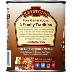 6 Can- Keystone Meats All Natural Ground Beef Fully Cooked 28oz No Preservatives