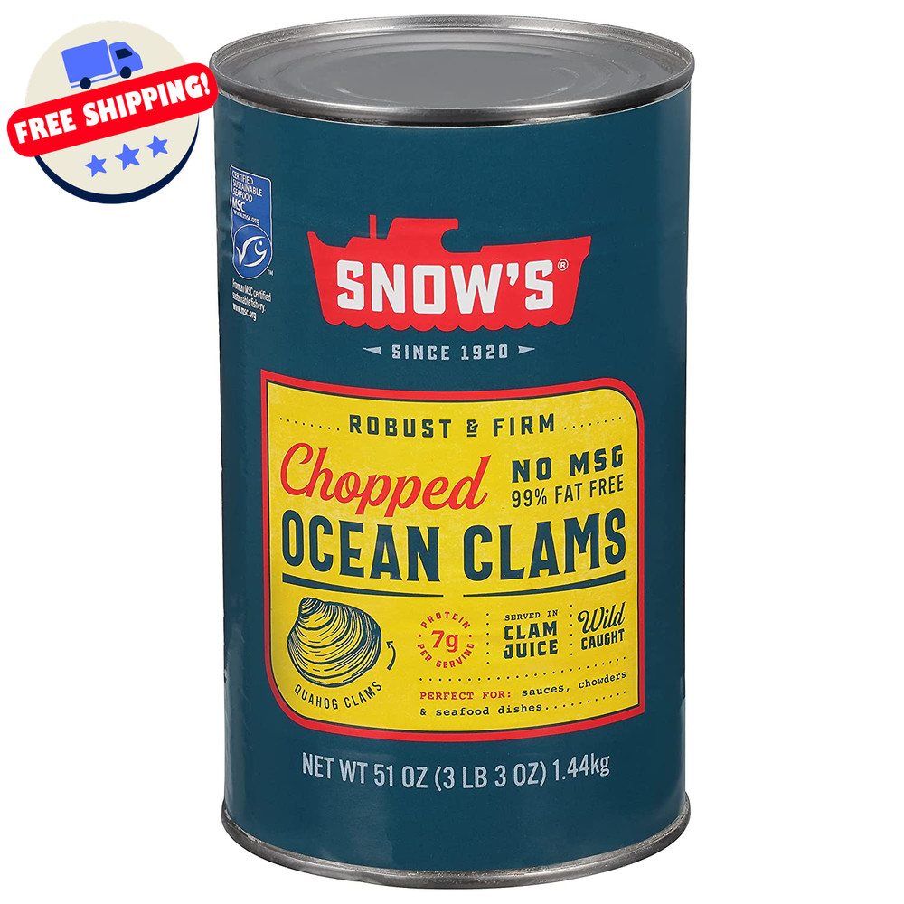 Clams – Canned Chopped Minced – Snows Ocean – Gluten Free – High Protein
