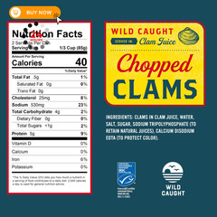 Snow’s Wild Caught Chopped Clams Canned, 6.5 oz Can Ounce (Pack of 6)