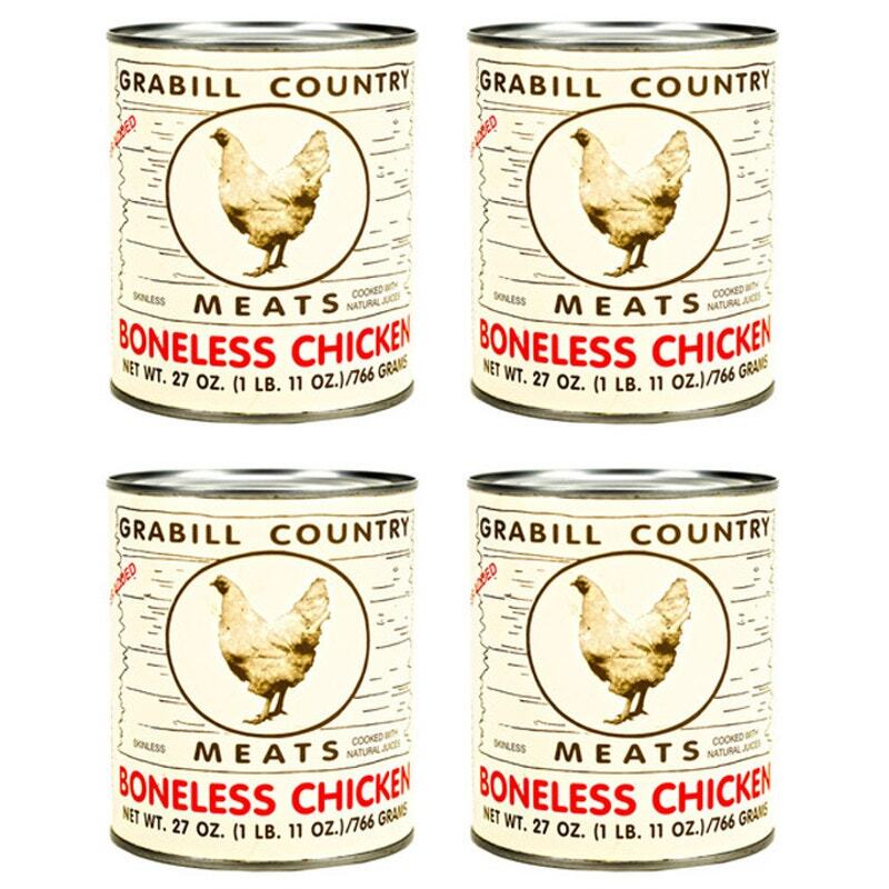 4 Pack Grabill Country Meat Boneless Chicken Cooked in Natural Juices 27 oz Can