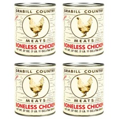 4 Pack Grabill Country Meat Boneless Chicken Cooked in Natural Juices 27 oz Can