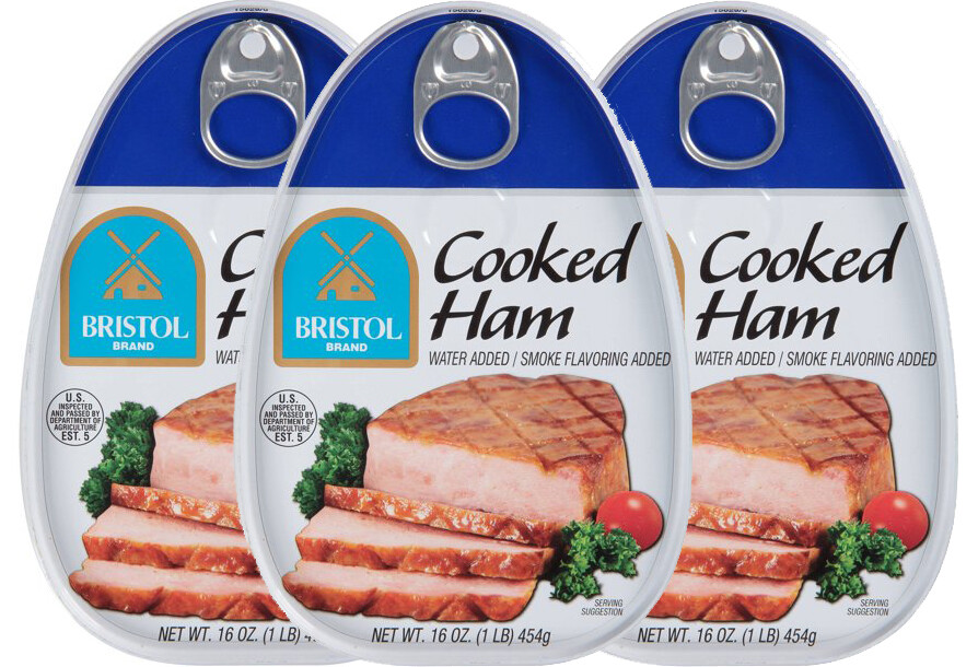 3 cans of Bristol Fully Cooked Canned Ham. 16 oz.Each – Fresh & Delicious