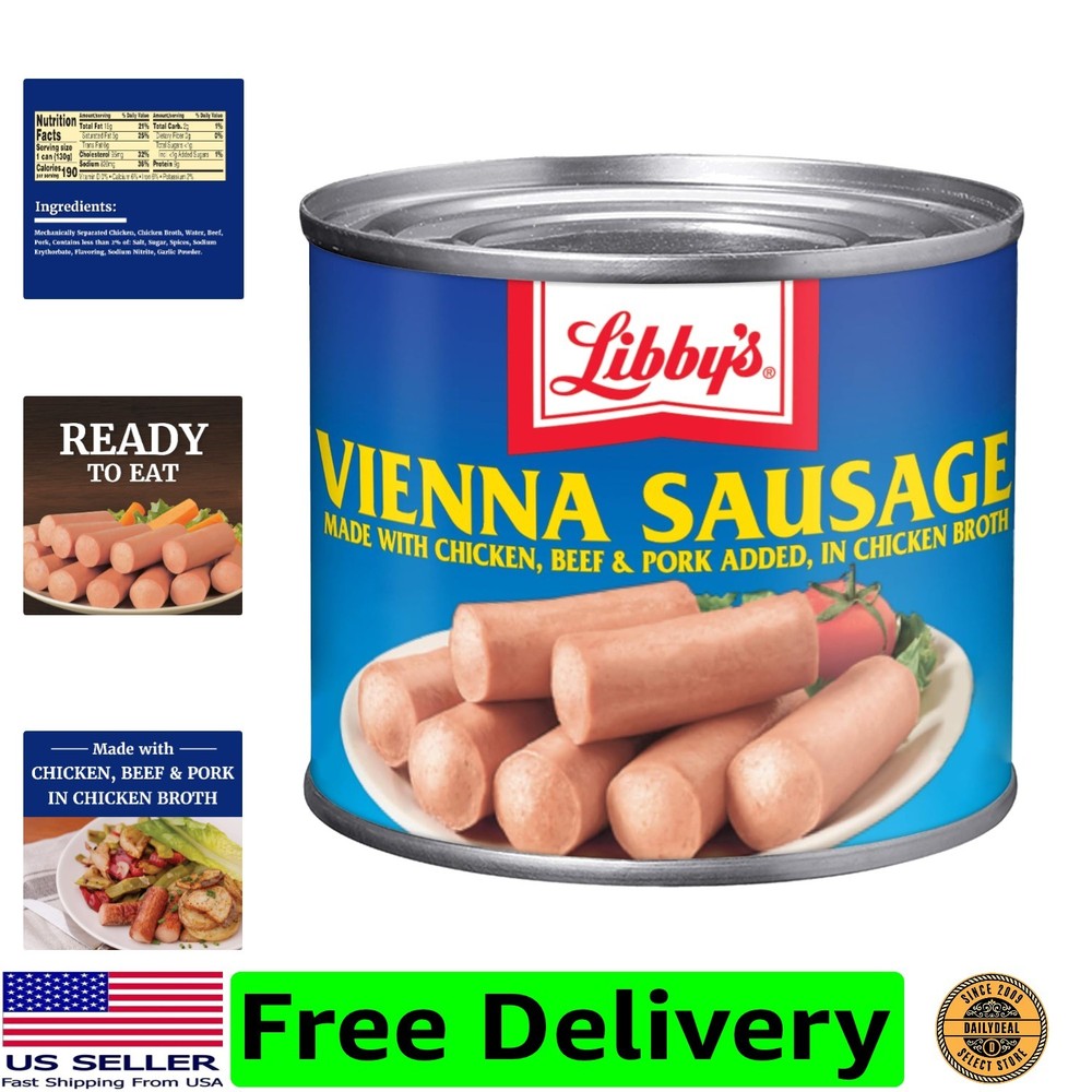 Vienna Sausage in Chicken Broth, Canned Sausage, 4.6 OZ Pack of 24