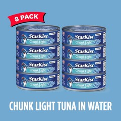 Chunk Light Tuna in Water, 5 oz (8 Pack) Canned Tuna Fish, Wild Caught, Gluten