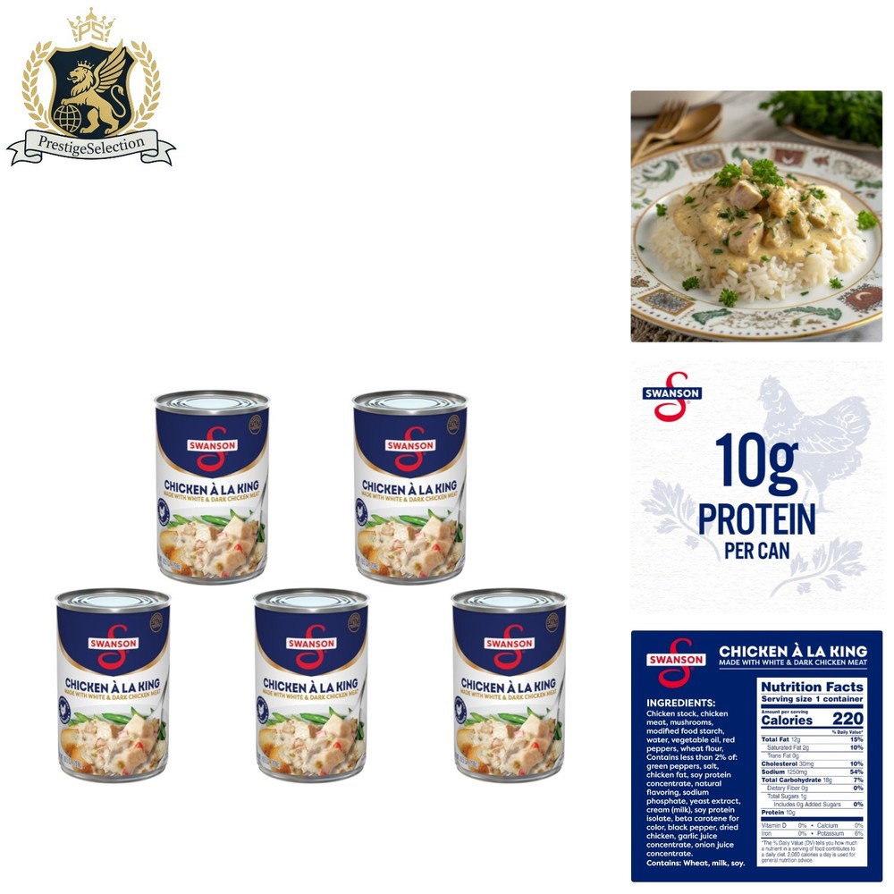 Swanson Chicken a la King – Tender Chicken in Creamy Sauce, Easy Meal Pack of 5