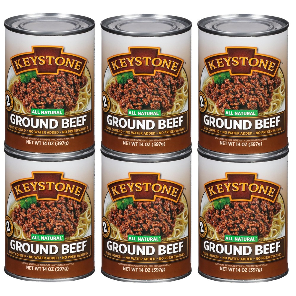 Keystone Meats All Natural Heat & Serve Ground Beef 14 Oz Fully Pack of 6