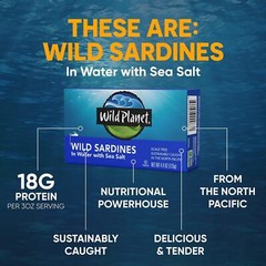 Wild Planet Wild Sardines in Water with Sea Salt, Keto and Paleo, 4.4 Ounce