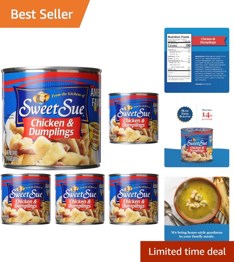 Southern Style Chicken & Dumplings – 5 Pack of 24 oz Cans – Ready-to-Eat Meal