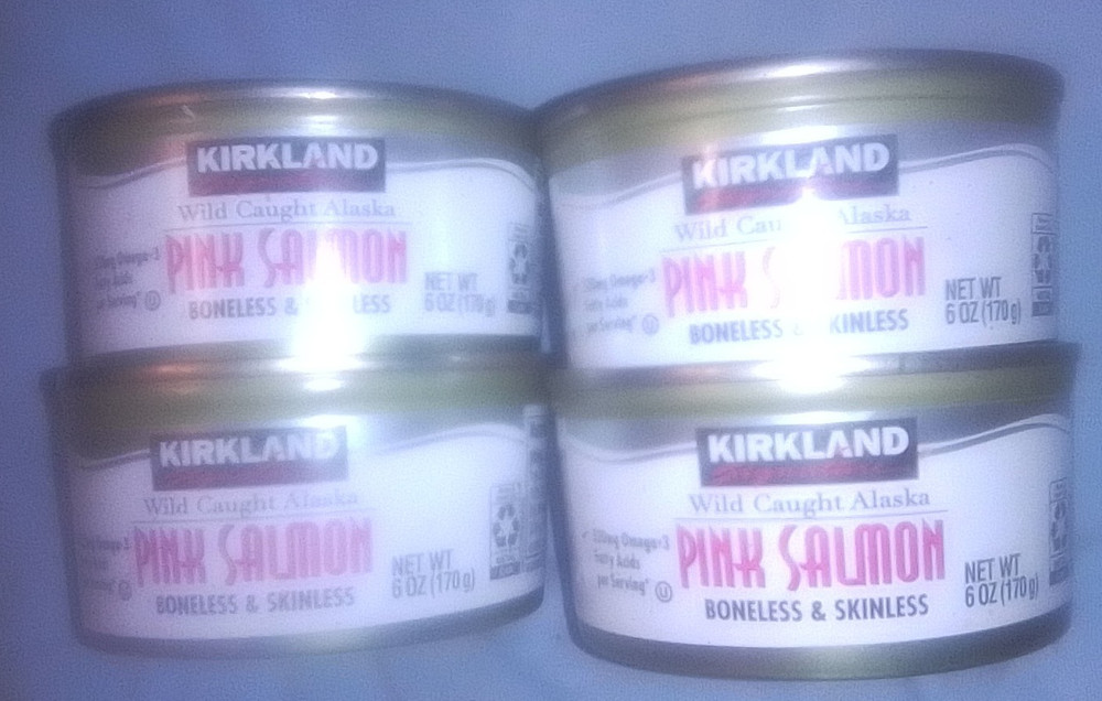 KIRKLAND Wild Caught Alaska Canned PINK SALMON Boneless Skinless 6OZ 4 CANS 24OZ