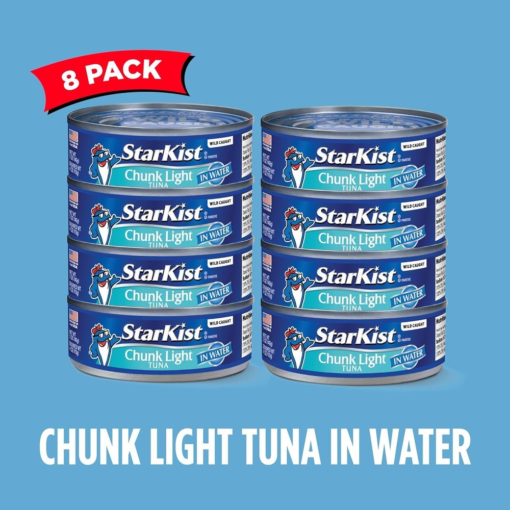 StarKist Tuna 5oz 8 Pack Chunk Light in Water Wild Caught Protein