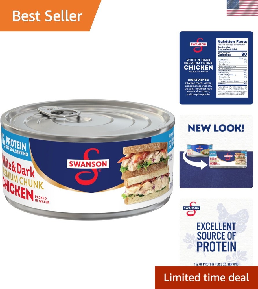 Swanson White and Dark Chicken Breast, 9.75 oz Can, 6-Pack – Gluten Free & Ready
