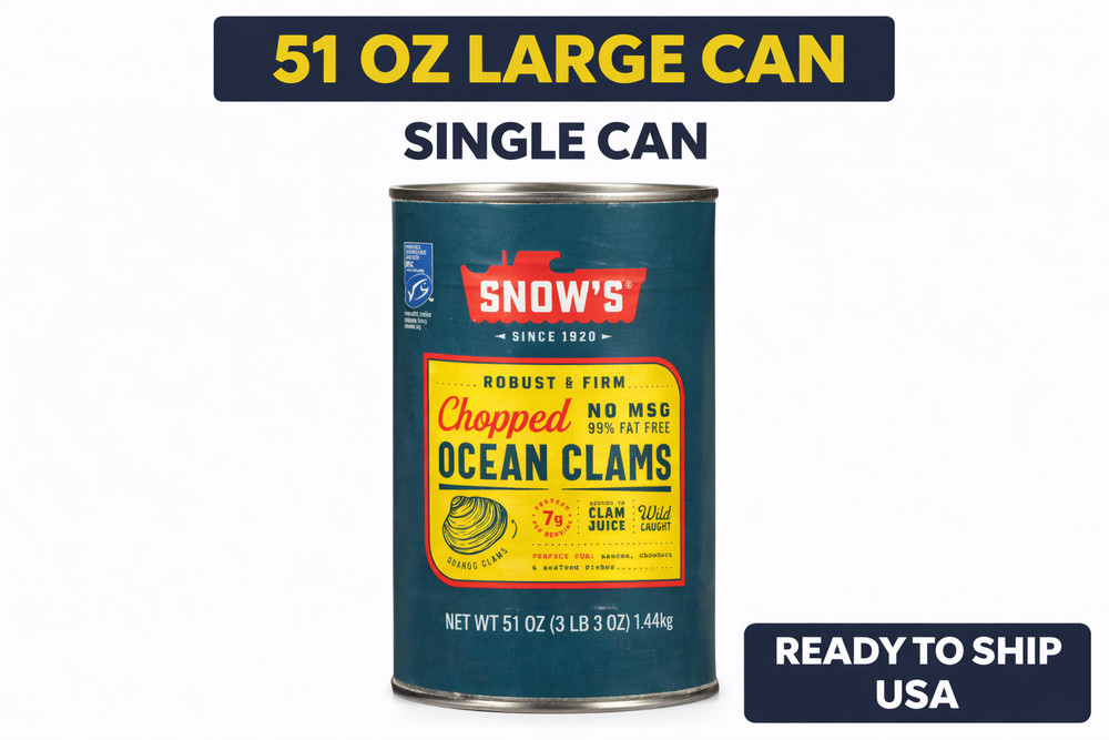 Snow’s Chopped Ocean Clams 51oz Can Single No MSG Wild Caught