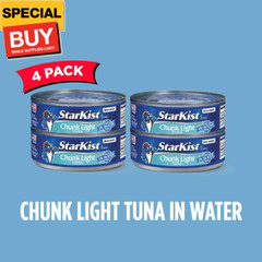 Chunk Light Tuna in Water, 5 oz (4 Pack) Canned Tuna Fish, Wild Caught, Gluten F