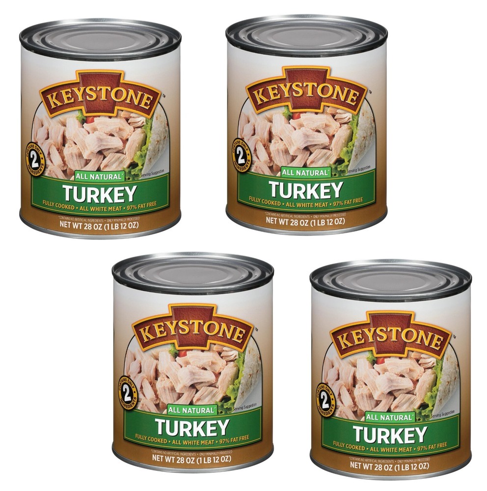 Keystone All Natural Canned Turkey, 4-pack -(28 oz) – Fully Cooked, No Preserves