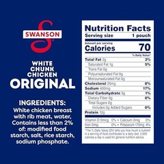 Fully Cooked White Chunk Chicken Pouch – Ready to Eat, On-the-Go Meals, 12 Pack