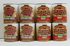 (8 Cans) Keystone **ALL NATURAL – FULLY COOKED** (4) Ground Beef – (4) Beef 28oz