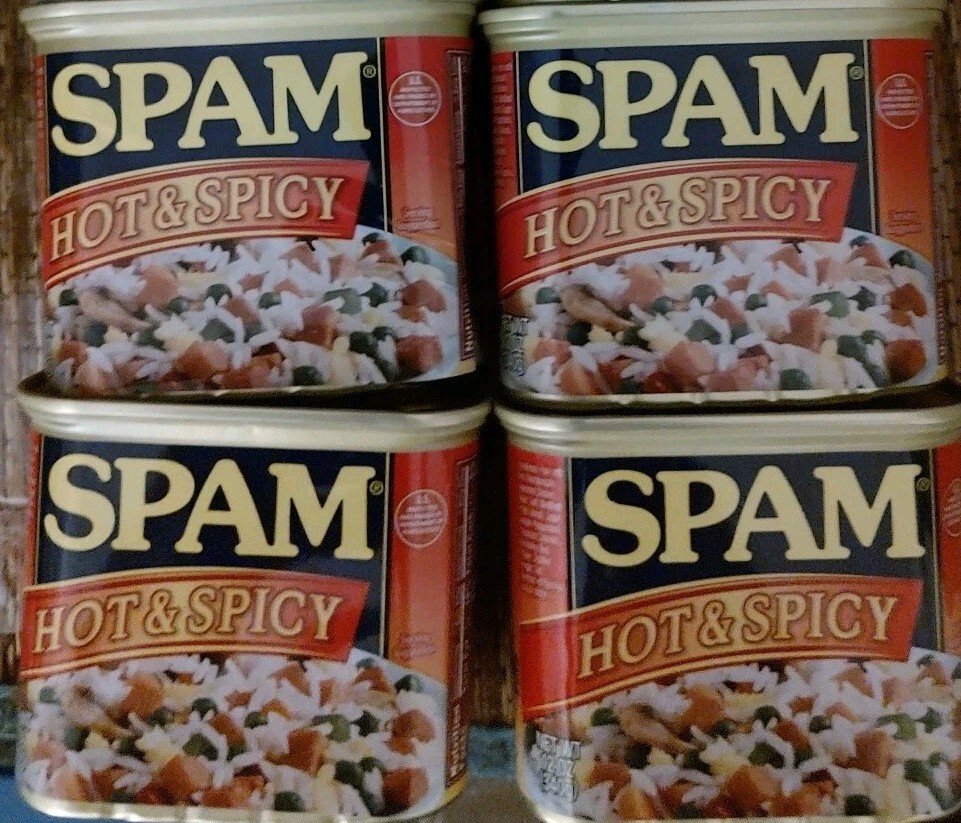 4 SPAM HOT & SPICY 12 oz. Can Cans Meat Food Ham Pork Tasty Fresh EXP 2028