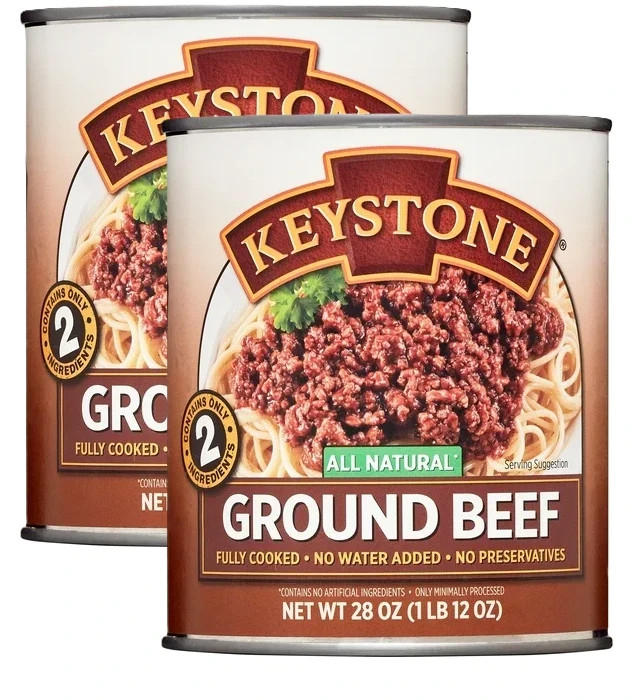 (2 Pack) Keystone All natural Ground Beef 28 oz Can