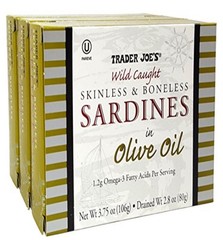 Trader Joe’s Wild Card Boneless/Skinless Sardines In Olive Oil. 3 packs