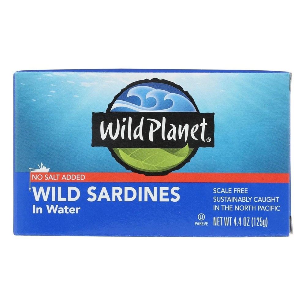 Wild Planet, Wild Sardines In Water, No Salt Added, 4.4 oz (125 g)
