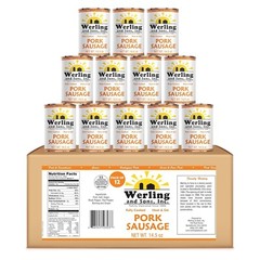 12 Cans- Werling & Sons Canned Heat & Eat Pork Sausage 14.5 Oz Fully Cooked