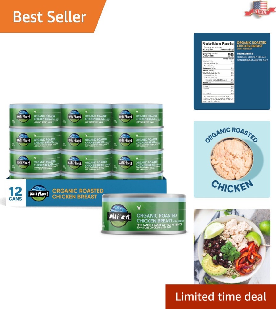 Organic Skinless Boneless Chicken Breast – 5oz Pack of 12, Gluten-Free & Non-GMO