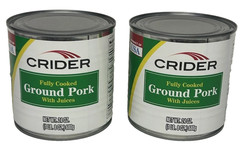 Lot of (2) Crider Fully Cooked Ground Pork / Canned 24oz 1LB / BB 03/03/2028