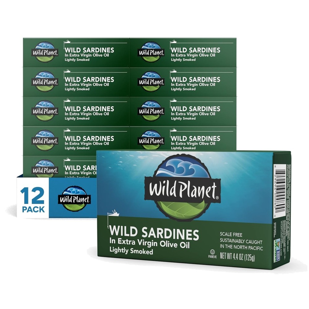 Convenient Wild Planet Sardines with Light Smoky Flavor in Olive Oil – 4.4 oz