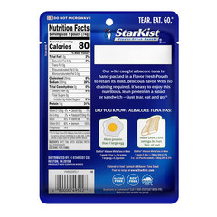 Starkist Albacore White Tuna in Water, 2.6 Oz Pouch (24 Pack) Ready to Eat Wild