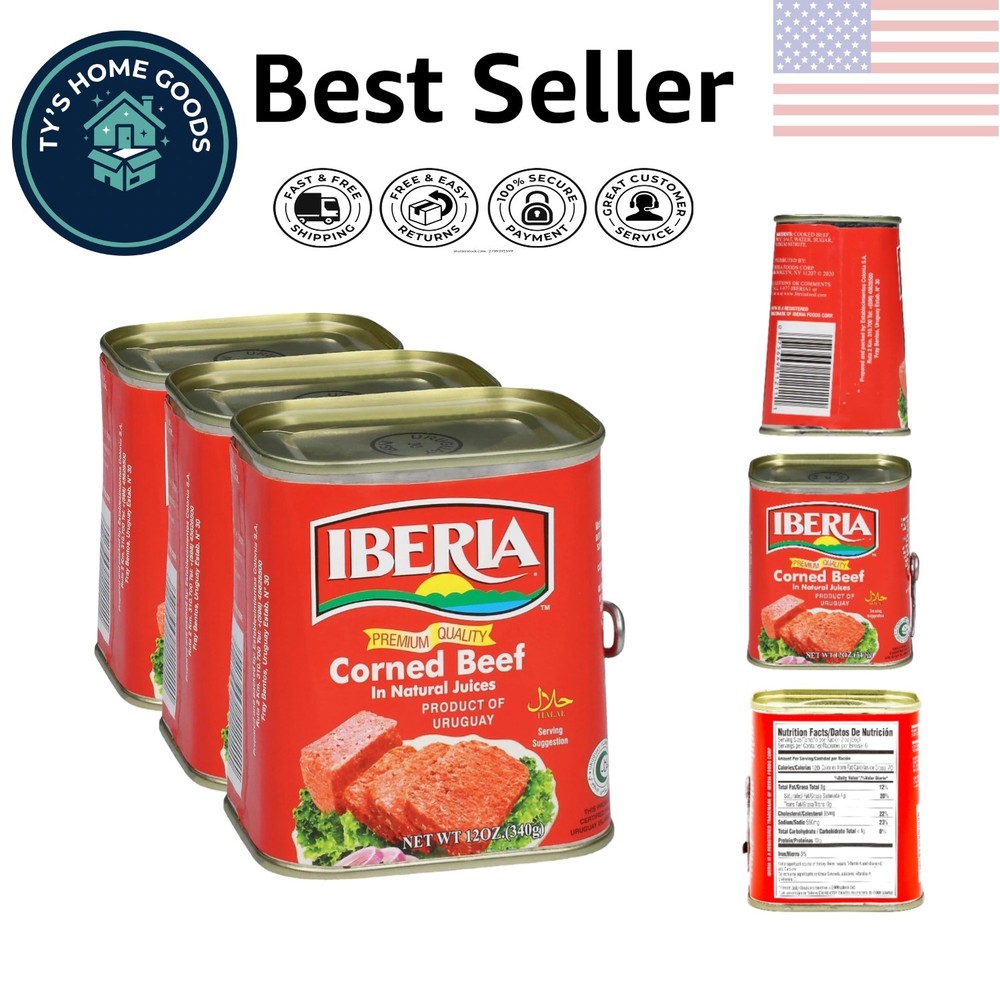 Halal Corned Beef in Natural Juices – 12 oz Pack of 3 for Gourmet Meals