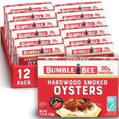 Canned Hardwood Smoked Oysters, 3.75 Oz Cans (Pack of 12) – Ready to Eat – 20G P