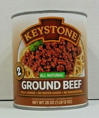 (1) KEYSTONE GROUND BEEF **ALL NATURAL – NO PRESERVATIVES – FULLY COOKED** 28 oz