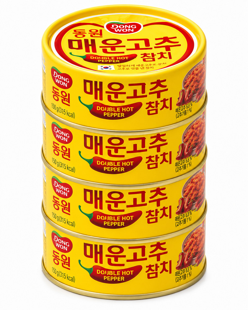 Dongwon Double Hot Pepper Tuna 4 Pack Korean Spicy Canned Tuna 4.76 oz