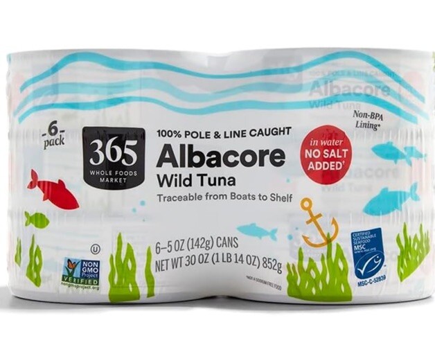 Healthy No Salt Albacore Tuna in Water – 6 Cans, 5 Ounces for Nutritious Meals