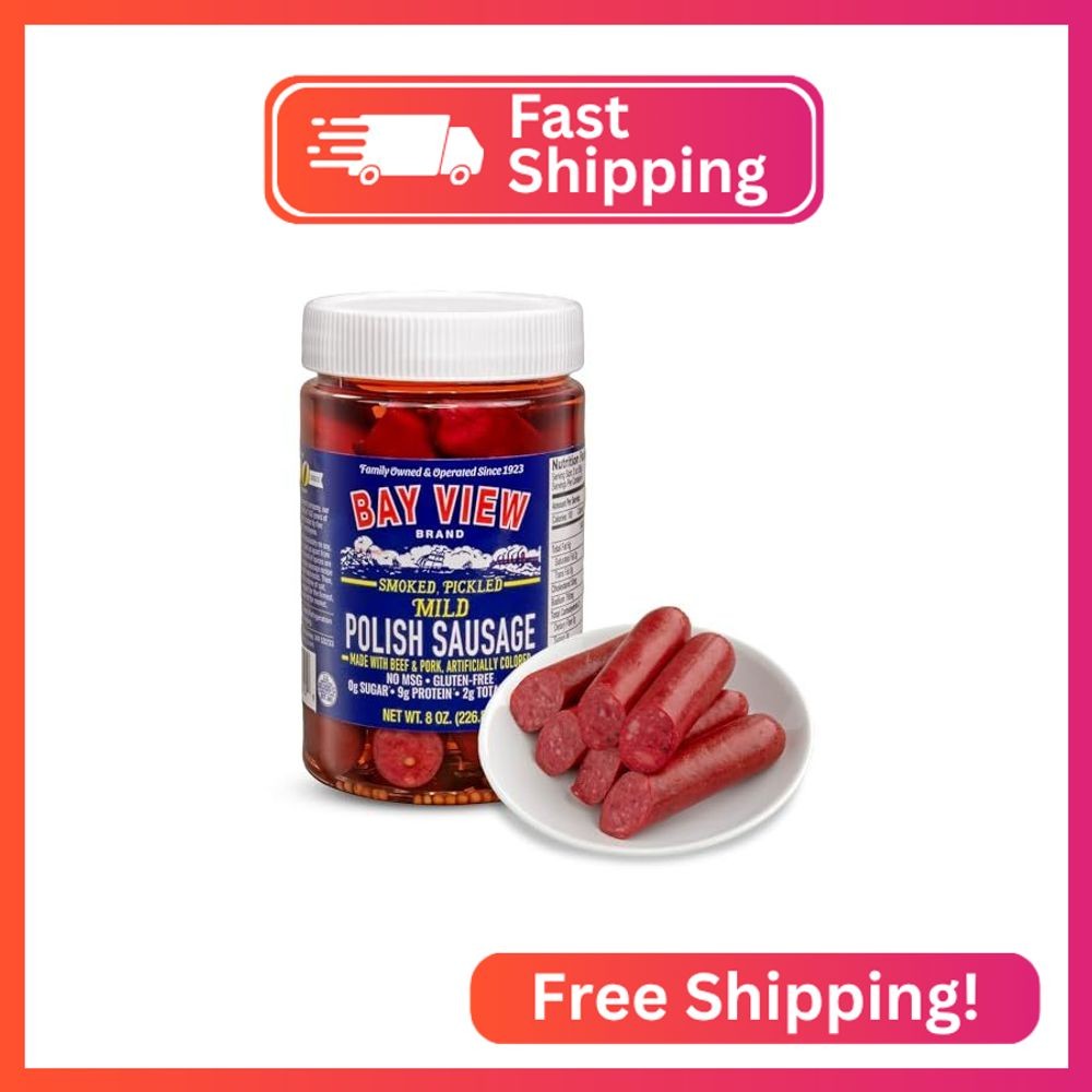 Bay View Smoked Pickled Polish Sausage, No MSG, Gluten Free, No Soy, 0g Sugar, 9