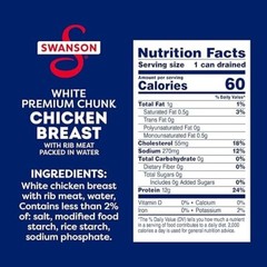 Swanson White Premium Chunk Canned Chicken Breast in Water Cooked Chicken,4.5 oz