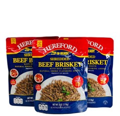 Hereford Shredded Beef Brisket & Beef Broth Ready to Eat Meat 3 Pouches 10/2026