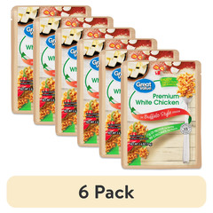 (6 pack) Great Value Premium White Chicken, in Bold Buffalo Sauce, 2.6 oz Pouch