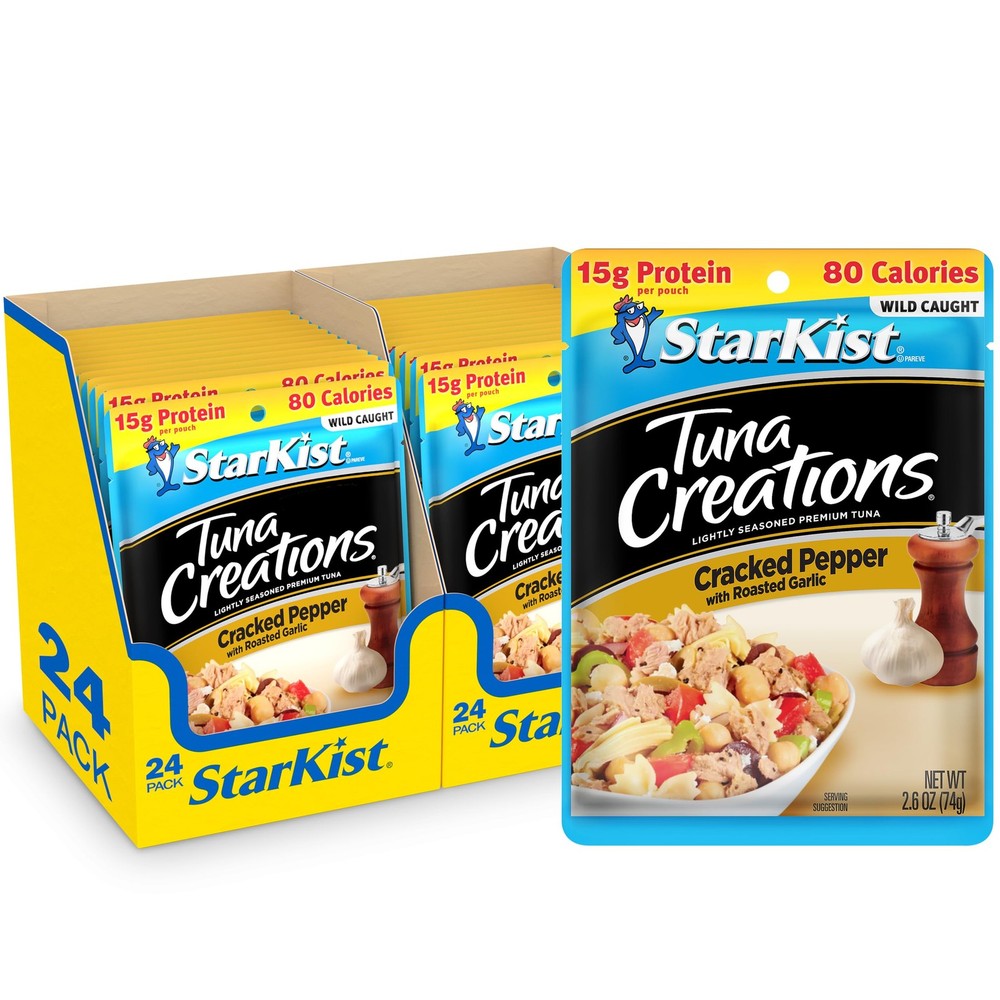 StarKist Tuna Creations Cracked Pepper with Roasted Garlic Pouch 2.6 oz24 Pac…